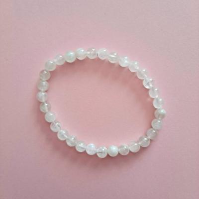Bracelet perles pierre de lune blanche