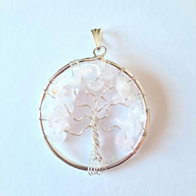 Pendentif arbre de vie Quartz rose