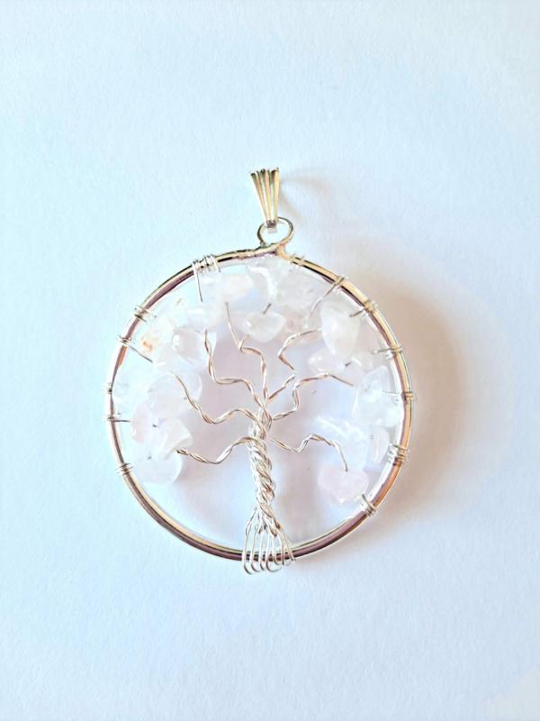 Pendentif arbre de vie Quartz rose