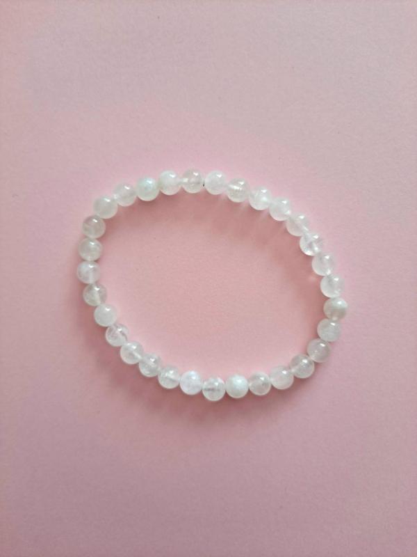 Bracelet perles pierre de lune blanche