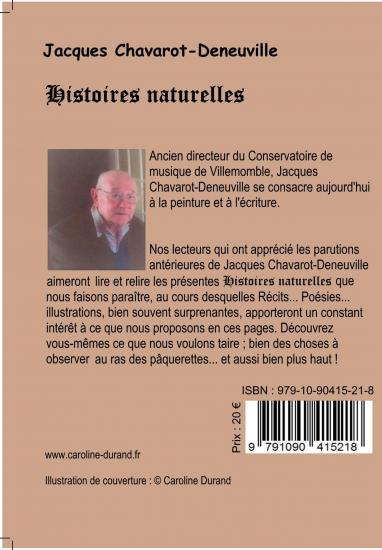 Quatrieme de couverture histoires naturelles